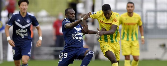 10-man Bordeaux held by Nantes as Ligue 1 makes sluggish return