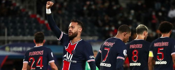 Neymar scores first goals of the season in PSG rout