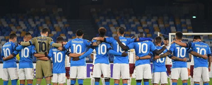 Napoli pay tribute to Diego Maradona in Europa League win over Rijeka