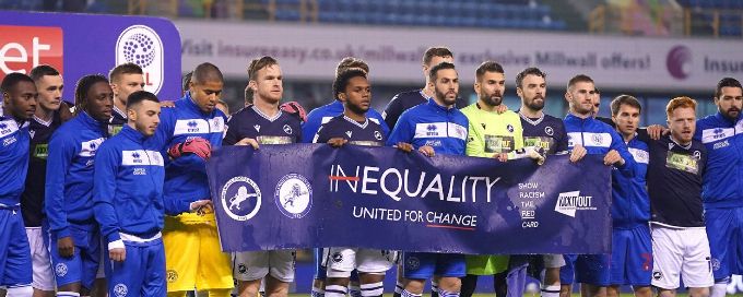 Millwall fans applaud anti-racist banner days after booing players for kneeling