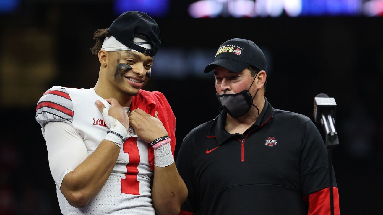 Ohio State Buckeyes coach Ryan Day expects QB Justin Fields to play CFP