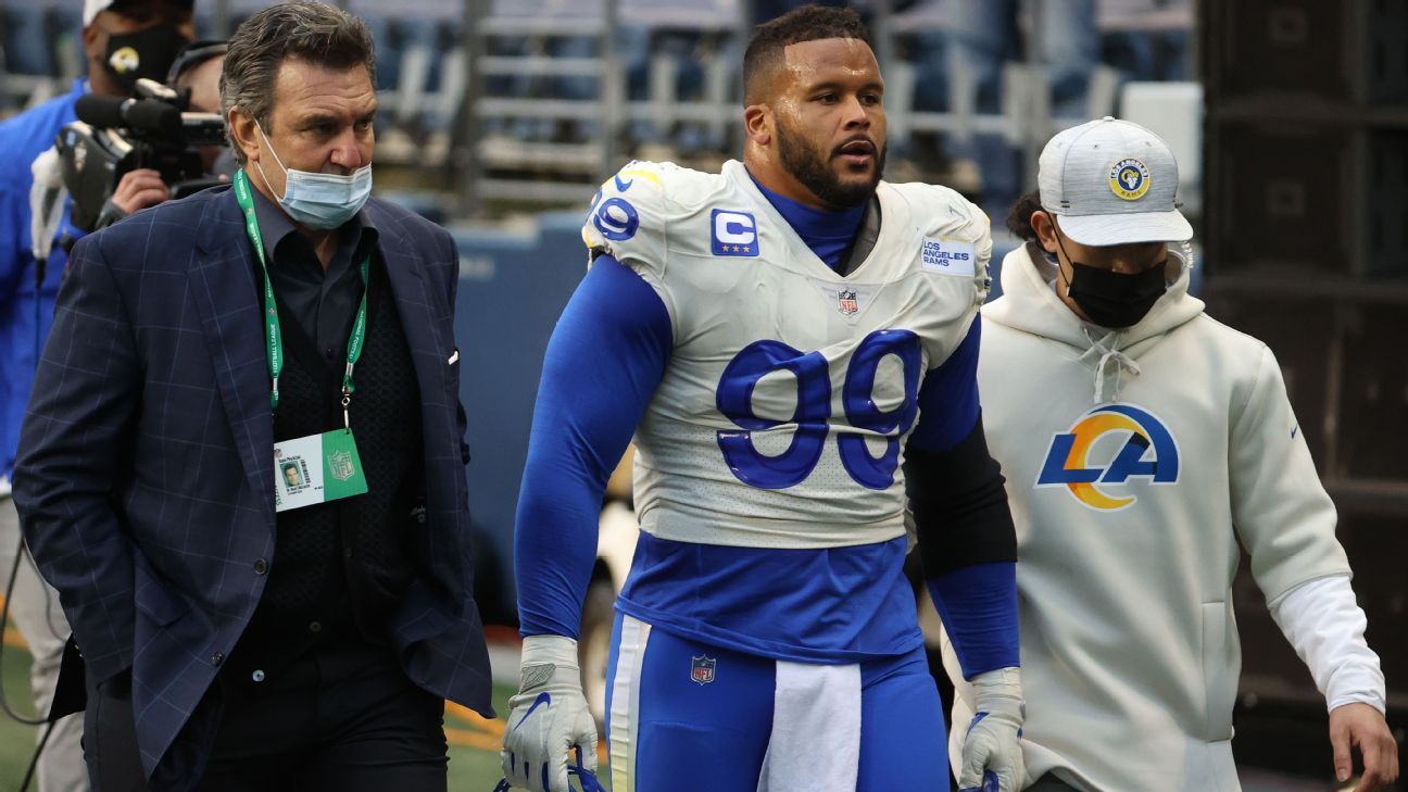 Aaron Donald (rib) of the Los Angeles Rams, Cooper Kupp (knee) on a daily basis;  QB situation still unclear