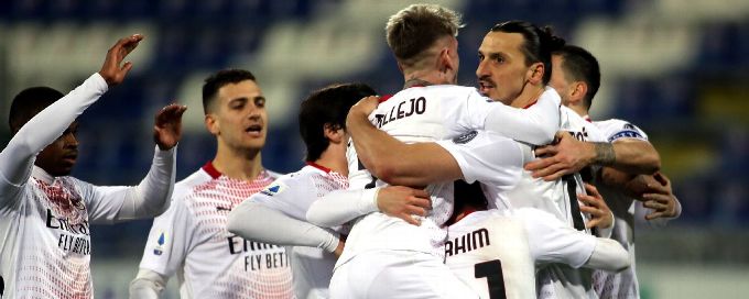 Ibrahimovic scores twice as leaders Milan ease past Cagliari