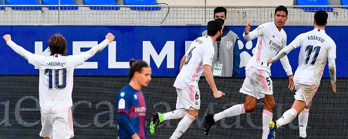 Varane double seals important Real Madrid victory at Huesca