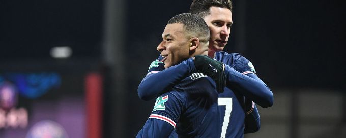 Mbappe scores twice as PSG ease into French Cup last 16 with Brest win