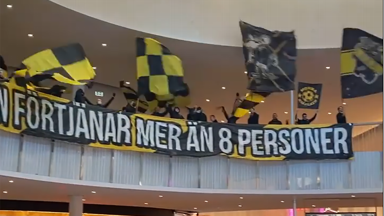 Fans take over shopping mall to protest rule letting just 8 spectators into matches