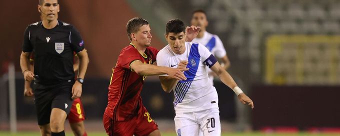 Spirited Greece hold top ranked Belgium to a 1-1 draw