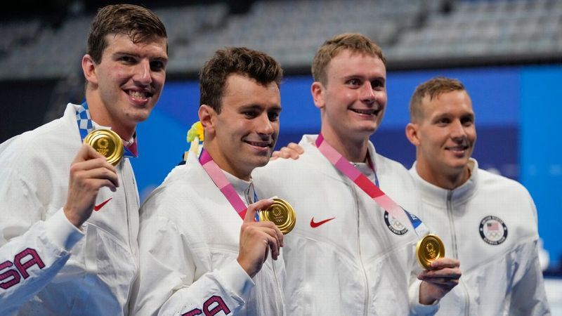 Zach Apple wins gold with USA 4x100 free relay team