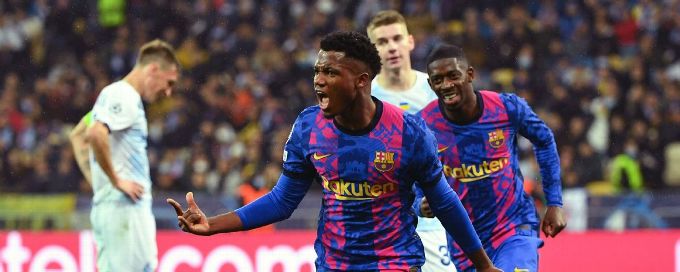 Ansu Fati leads Barcelona over Dynamo Kiev in Champions League win