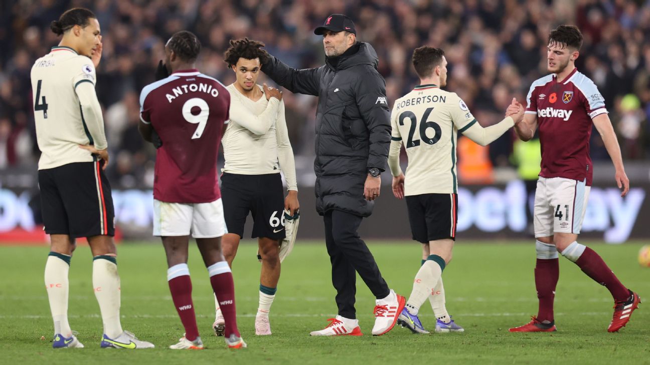 Liverpool loss at resurgent West Ham makes Jurgen Klopp angry at officials, exposes stretched squad