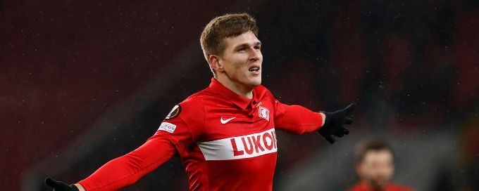 Aleksandr Sobolev double earns Spartak shock victory over Napoli