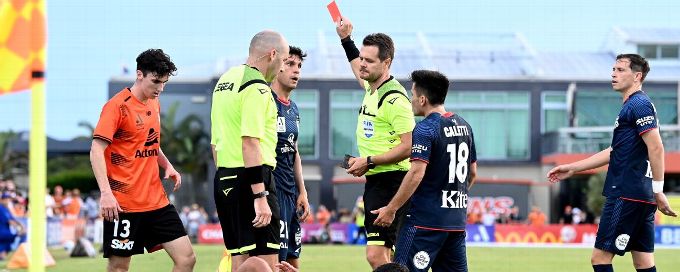 Javi Lopez sent off as Adelaide United draw with Brisbane Roar