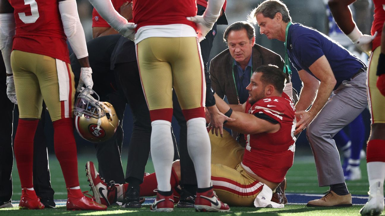 Bintang San Francisco 49ers DE Nick Bosa menderita gegar otak vs. Dallas Cowboys