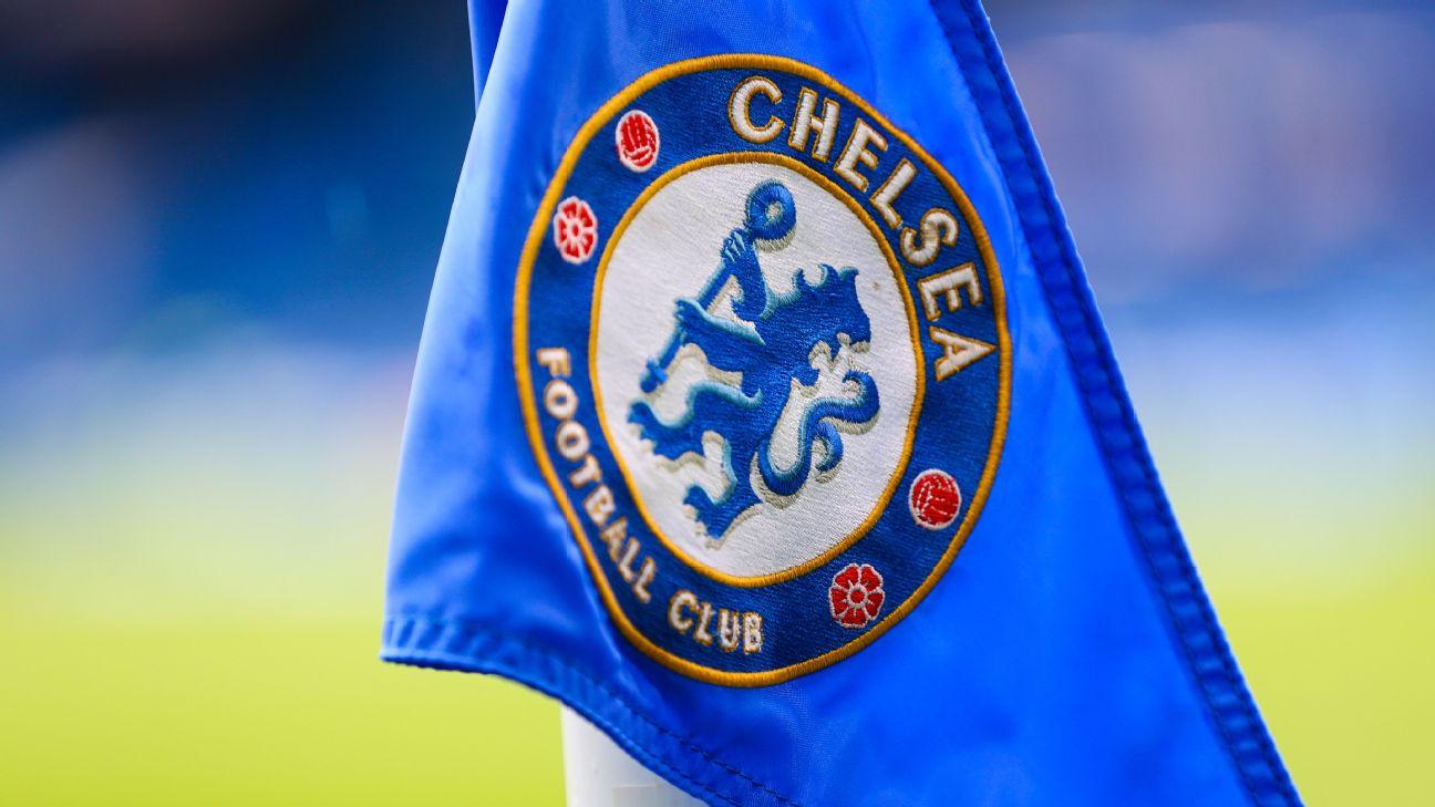 Chelsea's badge is seen on a corner flag at Stamford Bridge ahead of their game against Newcastle United on Match 13.