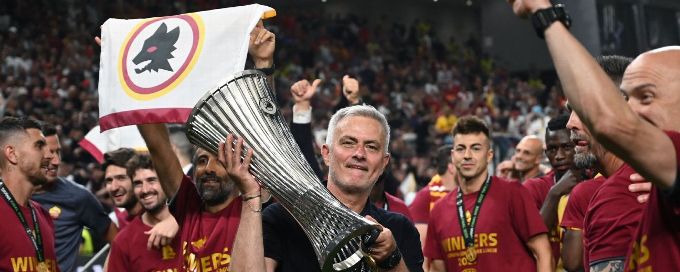 Roma's Jose Mourinho makes European coaching history with Conference League title