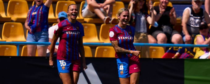 Barcelona thrashed Sporting Huelva 6-1 in to seal third straight domestic double