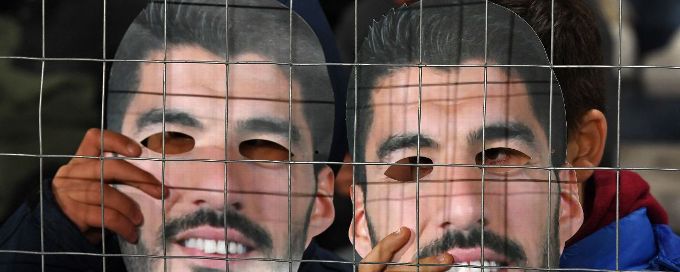 Nacional fans wear Luis Suarez masks to persuade Uruguay legend to return to club