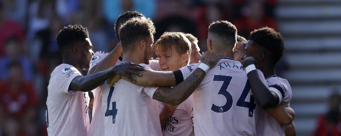 Odegaard scores brace and Gabriel Jesus shines in convincing Arsenal win against Bournemouth