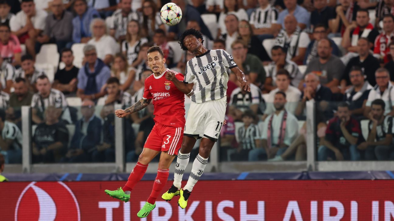 Cuadrado tuvo un partido de perfil bajo, fue sustituido y la Juventus perdió ante el Benfica en Turín