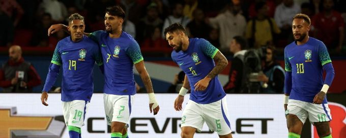 Brazil hit five past 10-man Tunisia ahead of World Cup