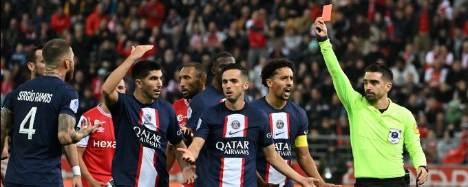 Ramos sees red as PSG held to draw at Reims in Ligue 1