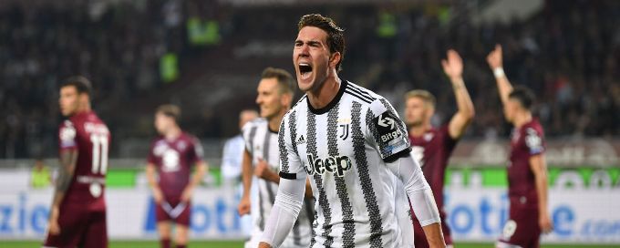 Dusan Vlahovic strikes late to give Juventus narrow win over Torino in derby