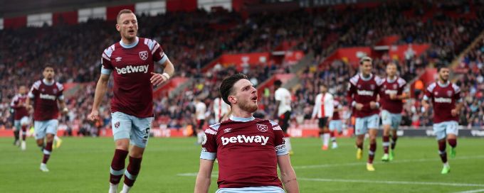 Declan Rice strike salvages West Ham draw with Southampton