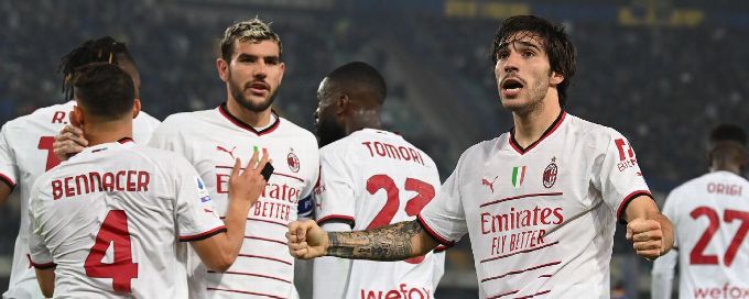 Late Sandro Tonali goal secures AC Milan 2-1 win at Verona