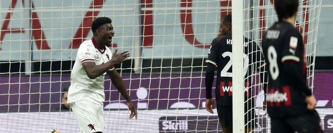Milan knocked out of Coppa Italia by 10-man Torino