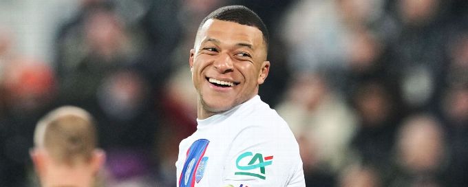 Kylian Mbappe scores five goals for PSG in 7-0 French Cup win