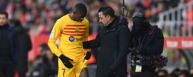 Barcelona's Dembele a major injury doubt to face Man United in Europa League - sources