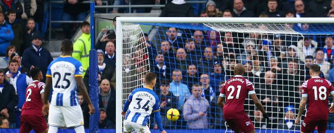 Brighton ease to 4-0 rout over woeful West Ham as pressure on David Moyes grows