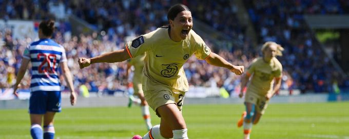 Sam Kerr brace helps Chelsea to WSL title as Reading relegated