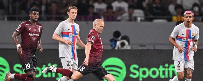 Barcelona reunite with club legend Iniesta in friendly win over Vissel Kobe