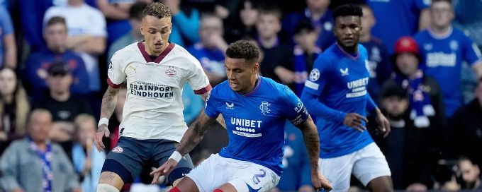 Rangers draw with PSV Eindhoven in UCL playoff 1st leg