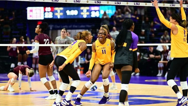 LSU rallies back to top Mississippi State in four sets