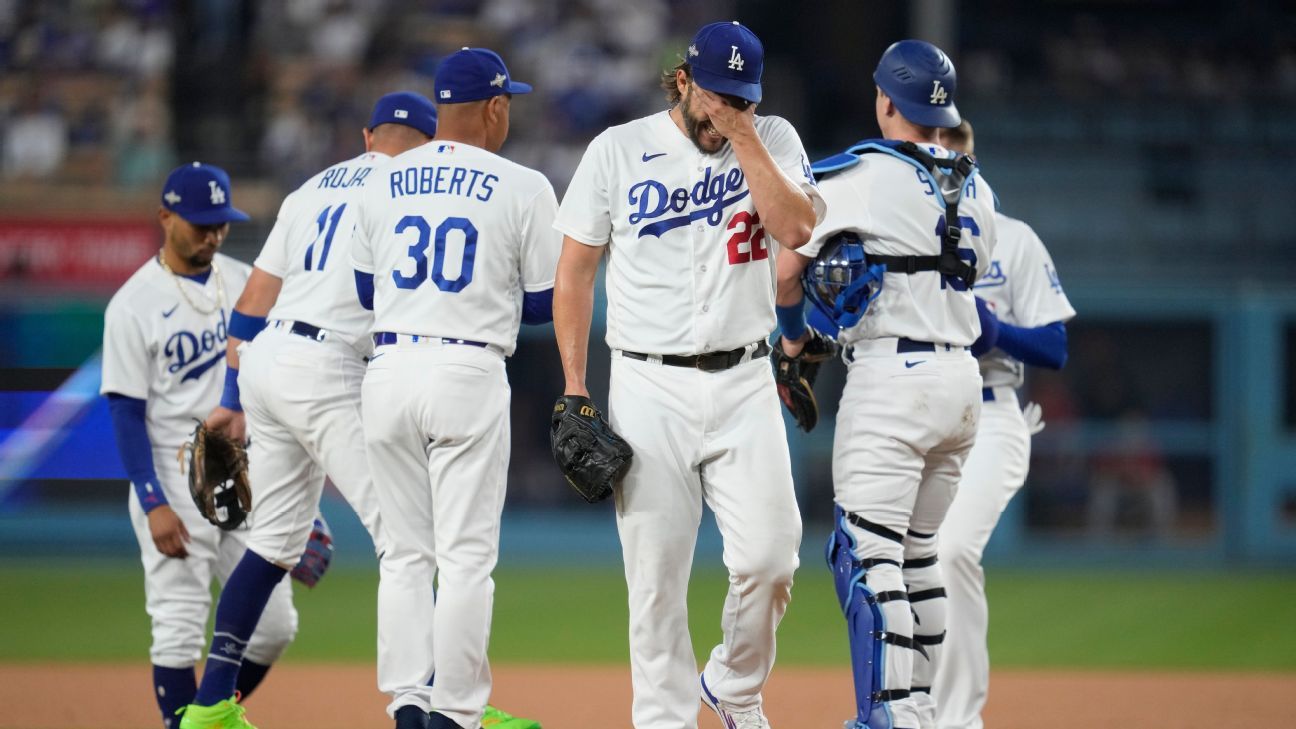Dodgers' Kershaw yanked after 6-run 1st inning