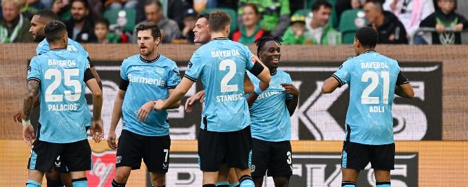 Leverkusen stay in top spot with 2-1 win over Wolfsburg