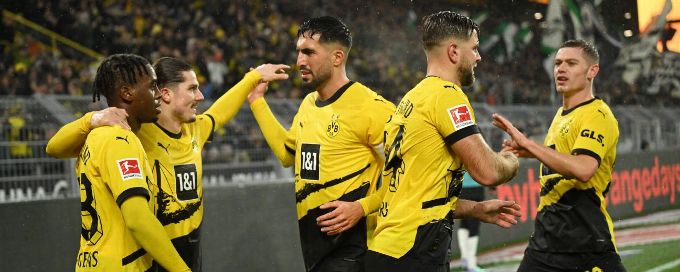 Dortmund score three goals in 15mins to beat Gladbach 4-2