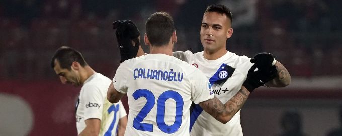 Lautaro, Calhanoglu doubles lead Inter to rout of Monza