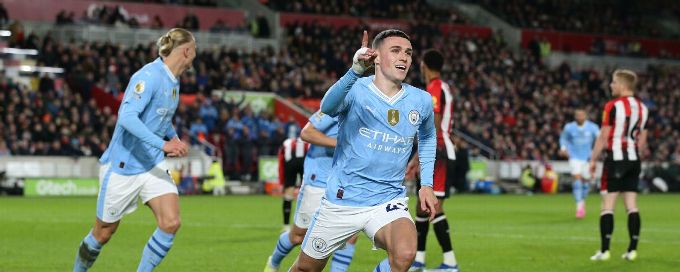 Foden hits hat trick as Man City rally to beat Brentford