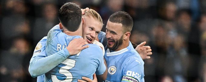 Haaland fires Manchester City to within 1 point of PL lead