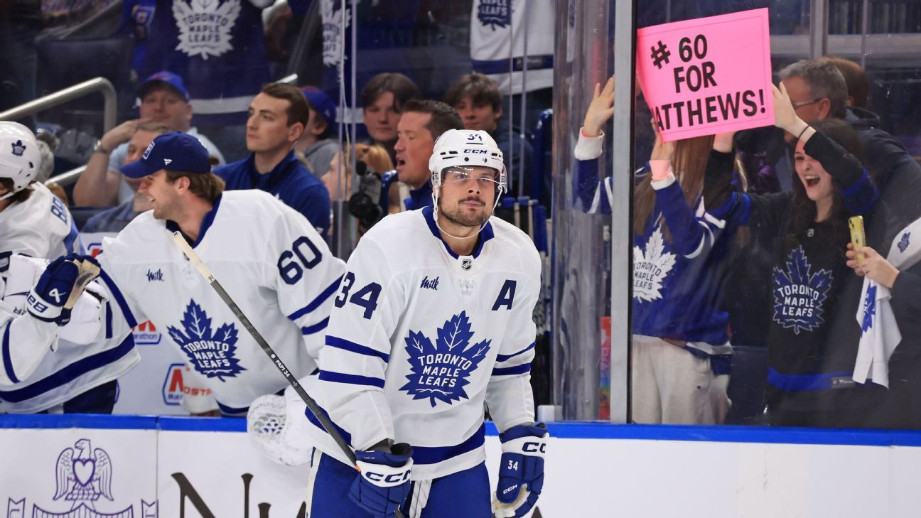 Maple Leafs' Matthews hits 60 goals for 2nd time