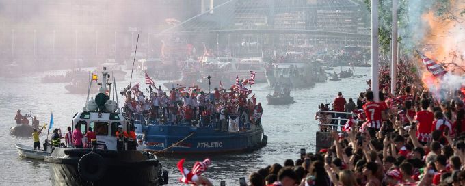 Fans rejoice as Athletic celebrate Copa win with boat party