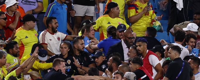 Darwin Núñez, Uruguay players jump in stands after Copa loss
