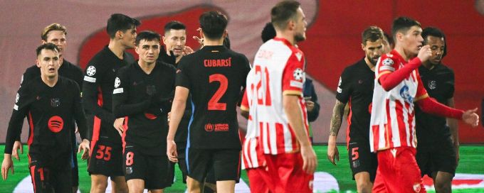 Lewandowski double helps Barcelona to 5-2 win at Red Star