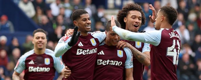Marcus Rashford nets first Aston Villa goals as they book semifinal spot