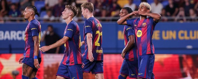 Lamine Yamal nets 2 as Barcelona trounce Como in last tuneup