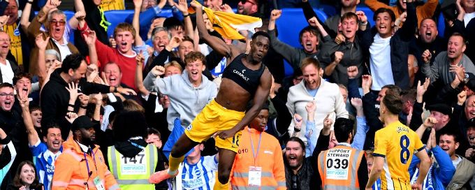Welbeck scores twice as Brighton down 10-man Chelsea