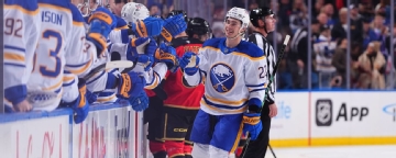 Sabres take first lead of season on 'bank shot'